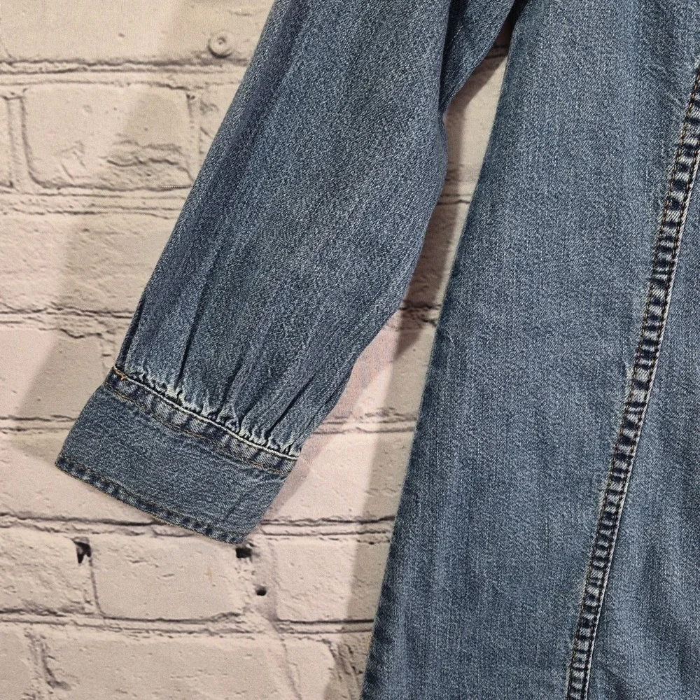 Gap Kids Snap-Up Denim Dress Size 6-7 Long Sleeve